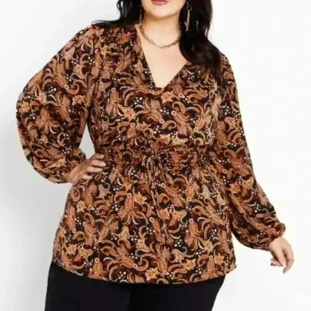 City Chic Aubree Paisley Print Blouse Size 22